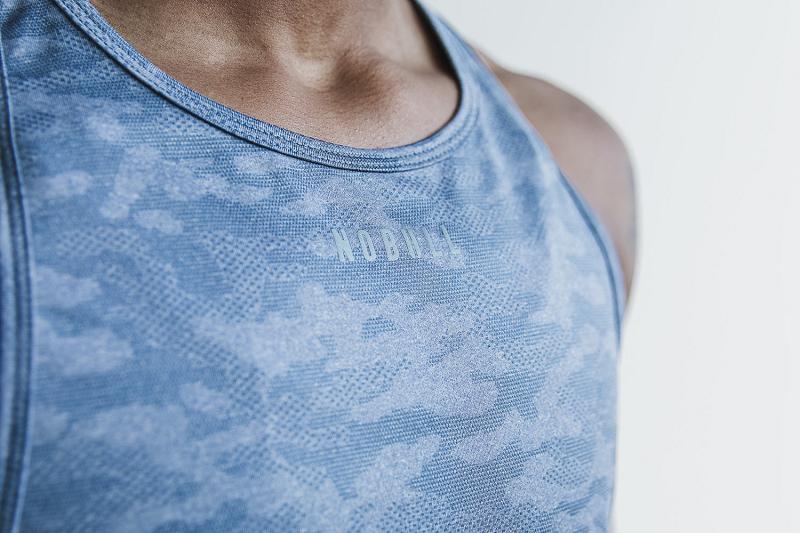 Blue Nobull WoLightweight Textured Tank (CAMO) Women's Tanks | CA Q2259M